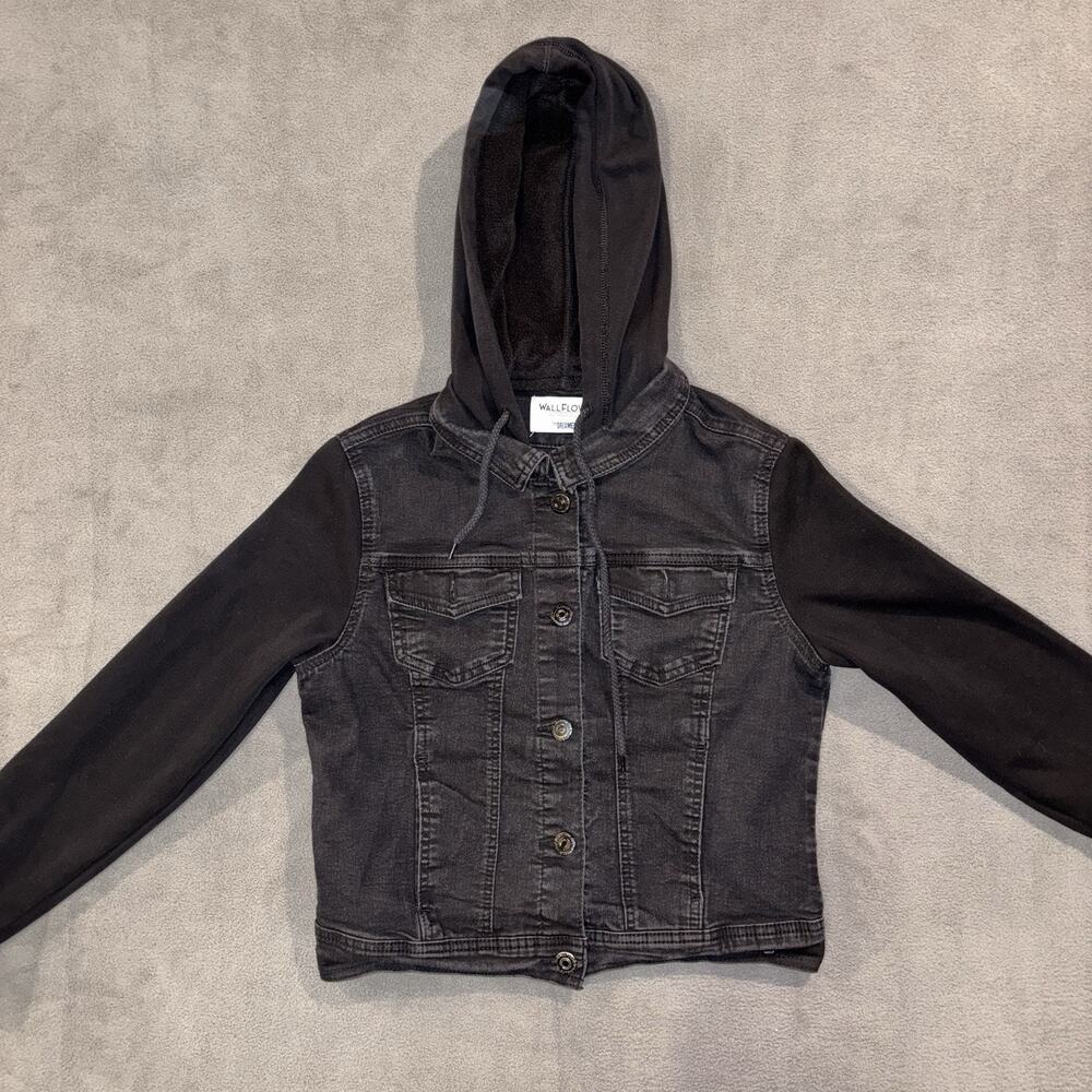 Wall Flower Authentic Denim Dreamer Fit Black Hooded Jacket Large